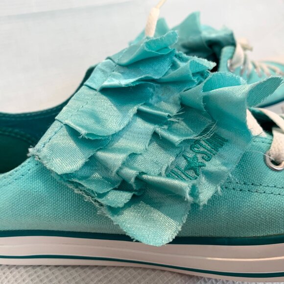 Converse Chuck Taylor All Star Junior Size 6 Aqua Teal Turquoise Ruffle - Picture 6 of 10